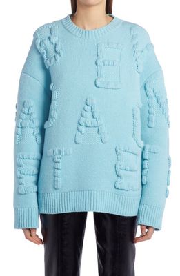 Bottega Veneta Alphabet Oversize Crewneck Sweater in Pale Blue