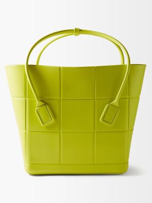 Bottega Veneta - Arco Intrecciato-effect Rubber Tote Bag - Womens - Yellow