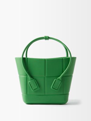 Bottega Veneta - Arco Small Intrecciato-effect Rubber Tote Bag - Womens - Green