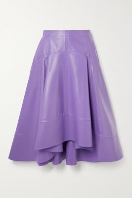 Bottega Veneta - Asymmetric Paneled Leather Midi Skirt - Purple