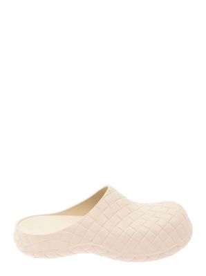 Bottega Veneta beebee White Clog With Curved Sole And Intreccio Motif In Leather Man