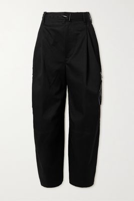 Bottega Veneta - Belted Cotton-twill Tapered Cargo Pants - Black