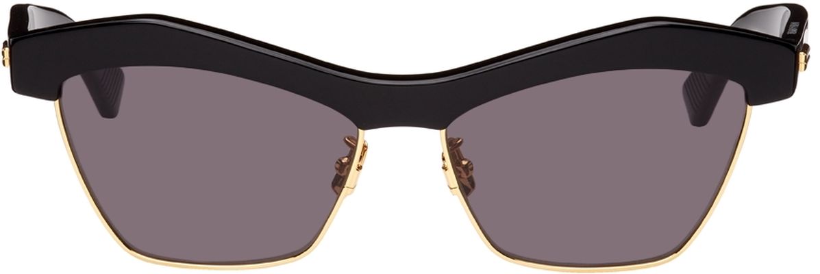 Bottega Veneta Black Geometric Cat-Eye Sunglasses