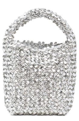 Bottega Veneta Cabat Mirror Confetti Leather Top Handle Bag in Silver/Gold