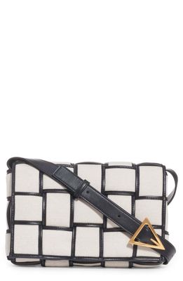 Bottega Veneta Cassette Canvas & Leather Crossbody Bag in Natural/Black-Gold