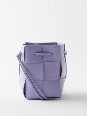 Bottega Veneta - Cassette Mini Intrecciato-leather Bucket Bag - Womens - Light Purple
