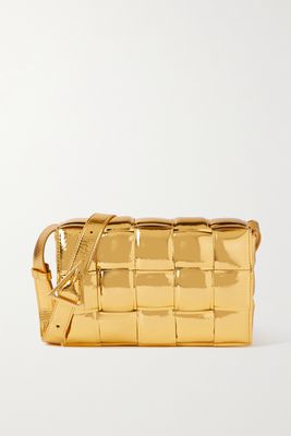 Bottega Veneta - Cassette Padded Intrecciato Mirrored Leather Shoulder Bag - Gold