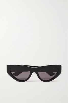 Bottega Veneta - Cat-eye Acetate And Gold-tone Sunglasses - Black