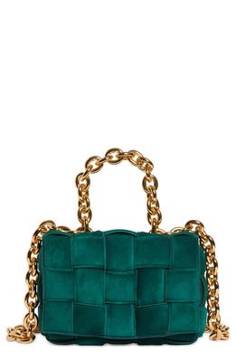 Bottega Veneta Chain Cassette Suede Crossbody Bag in Emerald Green-Gold