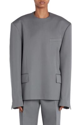 Bottega Veneta Collarless Compact Wool Jacket in Cobblestone at Nordstrom, Size 4 Us