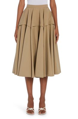 Bottega Veneta Compact Cotton Blend Twill Midi Skirt in Sand