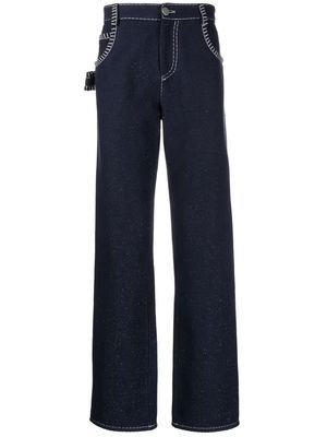 Bottega Veneta contrast-stitch straight-leg trousers - Blue