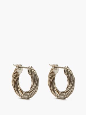 Bottega Veneta - Cord Twisted Sterling-silver Hoop Earrings - Womens - Silver