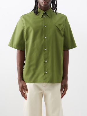 Bottega Veneta - Cotton-canvas Short-sleeved Shirt - Mens - Green