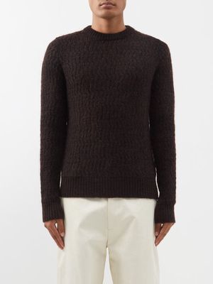 Bottega Veneta - Crew-neck Ribbed Wool-blend Sweater - Mens - Dark Brown