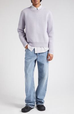 Bottega Veneta Crewneck Wool Milano Stitch Sweater in 5338 Pale Lilac