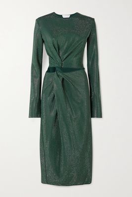 Bottega Veneta - Cutout Twisted Studded Jersey Dress - Green