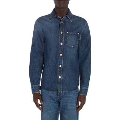 Bottega Veneta Denim Button-Up Shirt in Mid Blue at Nordstrom, Size 40 Us