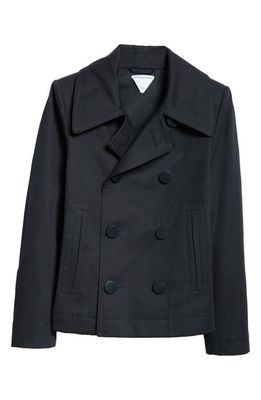 Bottega Veneta Double Breasted Twill Caban Jacket in Midnight Blue