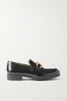 Bottega Veneta - Embellished Patent-leather Loafers - Black