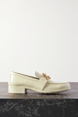 Bottega Veneta - Embellished Patent-leather Loafers - Cream