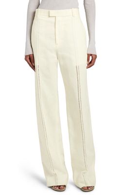 Bottega Veneta Embroidered English Linen Trousers in Pastry