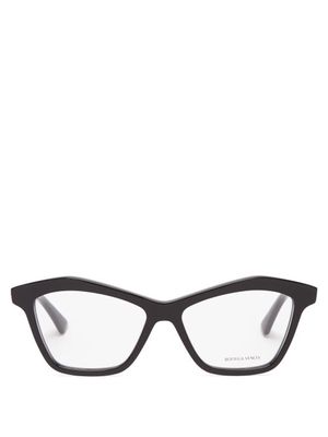 Bottega Veneta Eyewear - Angular Cat-eye Acetate Glasses - Womens - Black