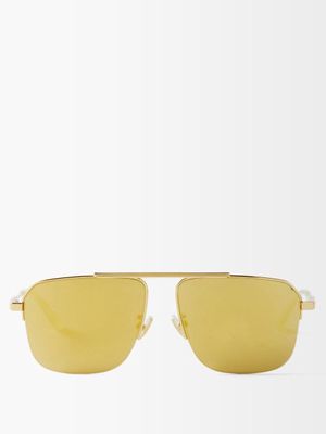 Bottega Veneta Eyewear - Aviator Metal Sunglasses - Mens - Gold