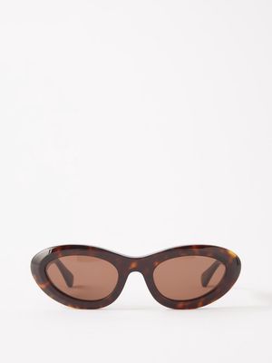 Bottega Veneta Eyewear - Bombe Round Tortoiseshell-acetate Sunglasses - Womens - Brown Multi