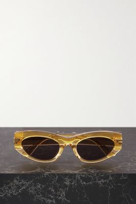 Bottega Veneta Eyewear - Cat-eye Acetate And Gold-tone Sunglasses - Yellow
