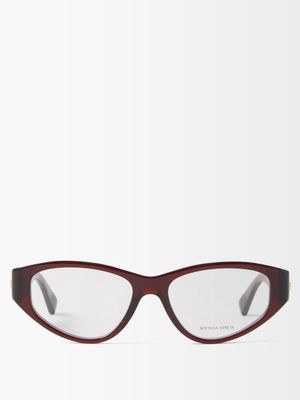 Bottega Veneta Eyewear - Cat-eye Acetate Glasses - Womens - Burgundy