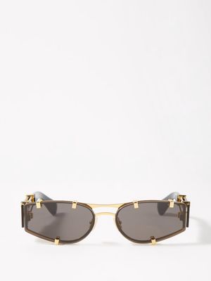 Bottega Veneta Eyewear - D-frame Metal Sunglasses - Mens - Gold Grey