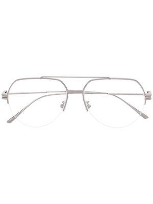 Bottega Veneta Eyewear double-bridge pilot-frame glasses - Silver