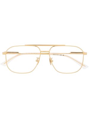 Bottega Veneta Eyewear double-bridge pilot-frame glasses - Yellow