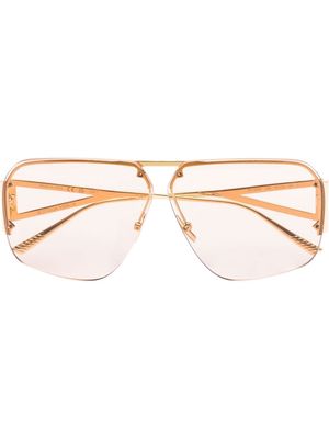 Bottega Veneta Eyewear engraved-logo oversized-frame sunglasses - Gold