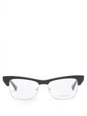 Bottega Veneta Eyewear - Half-rim Acetate Glasses - Womens - Black