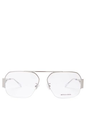 Bottega Veneta Eyewear - Metal Aviator Glasses - Womens - Silver