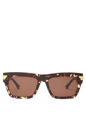 Bottega Veneta Eyewear - Rectangular Tortoiseshell-acetate Sunglasses - Womens - Tortoiseshell