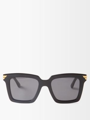 Bottega Veneta Eyewear - Ribbon Square Acetate Sunglasses - Womens - Black