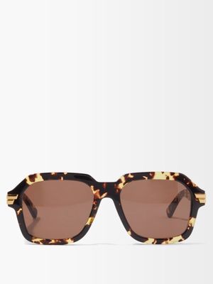 Bottega Veneta Eyewear - Ribbon Square Acetate Sunglasses - Womens - Brown