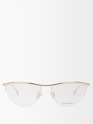 Bottega Veneta Eyewear - Rimless Metal Glasses - Womens - Gold