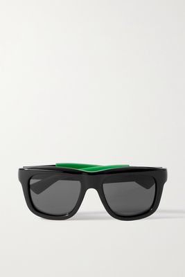 Bottega Veneta Eyewear - Square-frame Rubber And Acetate Sunglasses - Black