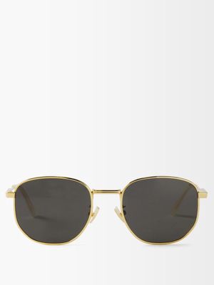 Bottega Veneta Eyewear - Square Metal Sunglasses - Mens - Gold Multi