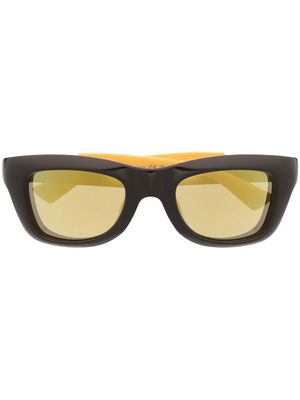 Bottega Veneta Eyewear two-tone rectangle-frame sunglasses - Brown