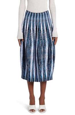 Bottega Veneta Feather Jacquard Balloon Midi Skirt in Blue/Black