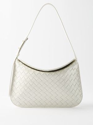 Bottega Veneta - Flap Small Intrecciato-leather Shoulder Bag - Womens - White