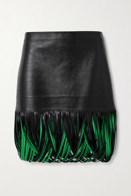 Bottega Veneta - Fringed Leather Mini Skirt - Black