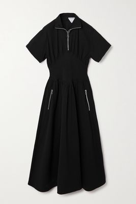 Bottega Veneta - Gathered Stretch-cotton Poplin Shirt Dress - Black