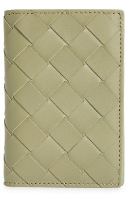 Bottega Veneta Intrecciato Bifold Leather Wallet in Travertine-Silver