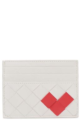 Bottega Veneta Intrecciato Heart Leather Card Case in White/Vernis